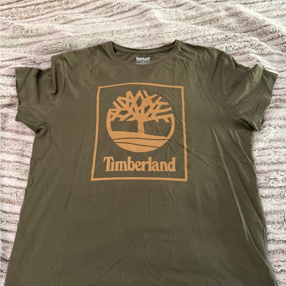 Timberland Forest Green Tee with Tan Logo
